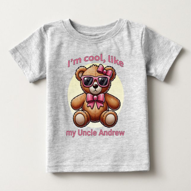 Ich bin Cooler Teddybär mit rosa Bow, anpassbar Baby T-shirt (Vorderseite)
