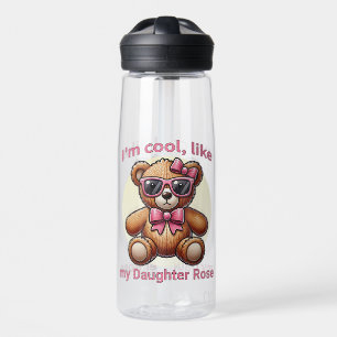 Ich bin Cooler Teddybär mit Rosa Schleife Anpassba Trinkflasche