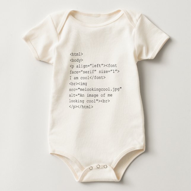 "Ich bin cooles" HTML-Kodierungs-T-Shirt Baby Strampler (Vorderseite)