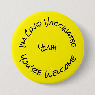 Ich bin Covid-geimpfter gelber Knopf Button