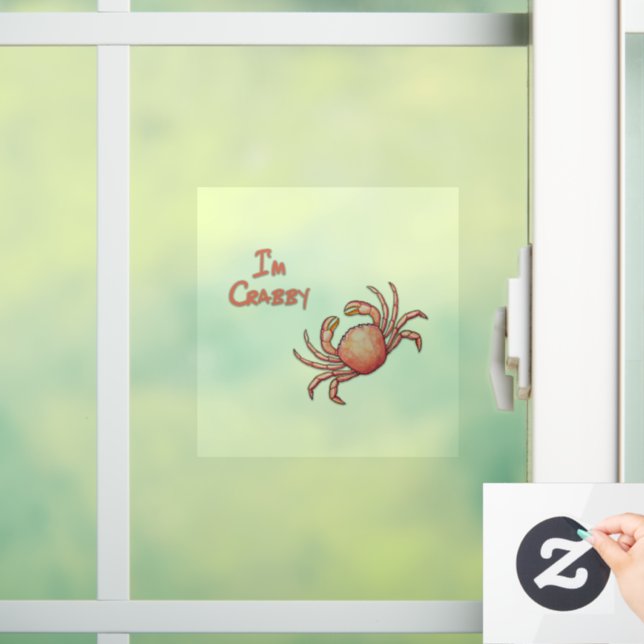Ich bin Crabby Snowcrab Crab Fensteraufkleber (Zuhause)