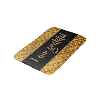 Ich bin dankbar Bath Mat Gold Brown Modern Design Badematte