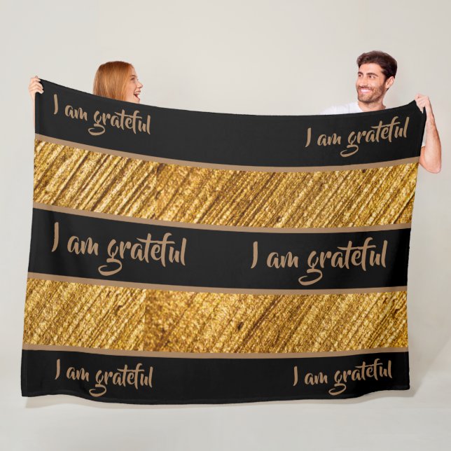 Ich bin dankbar Fleece Blanket Gold Brown Moderne (Beispiel)