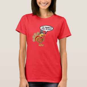 Ich bin dankbar für den Veganer Türkei Cartoon T-Shirt