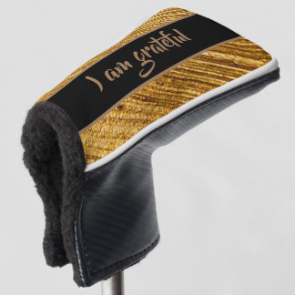 Ich bin dankbar Golf Head Cover Gold Brown Design Headcover
