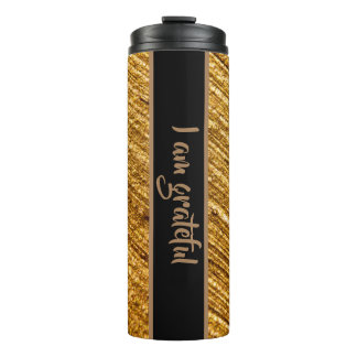 Ich bin dankbar Thermal Tumbler Gold Brown Design Thermosbecher