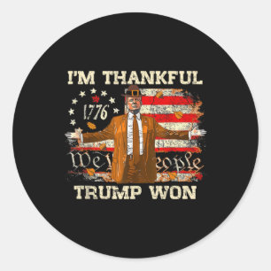 Ich bin dankbar Trump gewinnt Erntedank Türkei Tru Runder Aufkleber