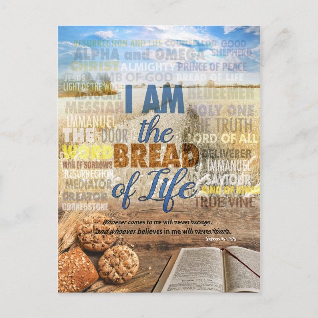 Ich bin das Brot des Lebens, sagte Jesus in Johann Postkarte (Vorderseite)
