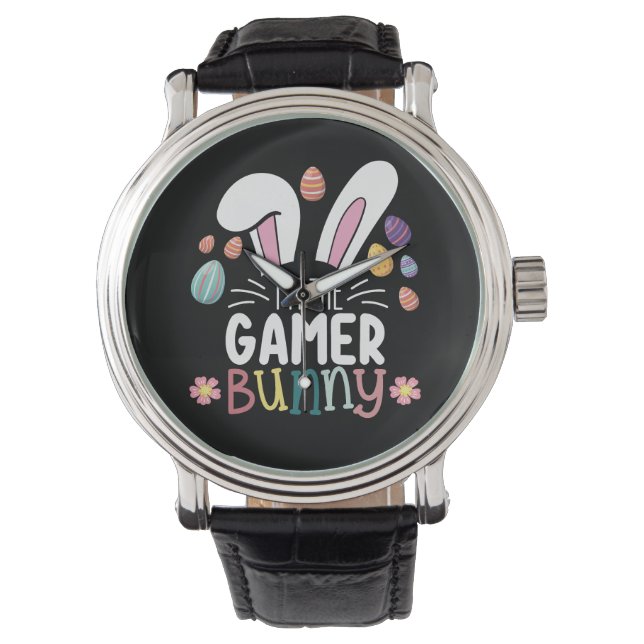 Ich bin das Gamer Bunny Gaming Osterpassende Armbanduhr (Vorderseite)
