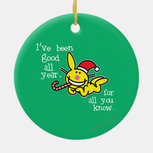 Ich bin das ganze Jahr gut gewesen Keramik Ornament (Hinten)