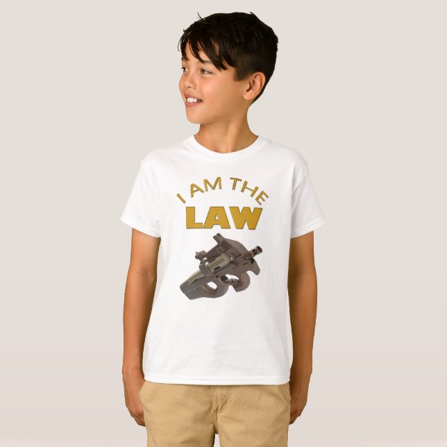 Ich bin das Gesetz mit einem Maschinengewehr von m T-Shirt (Vorne ganz)