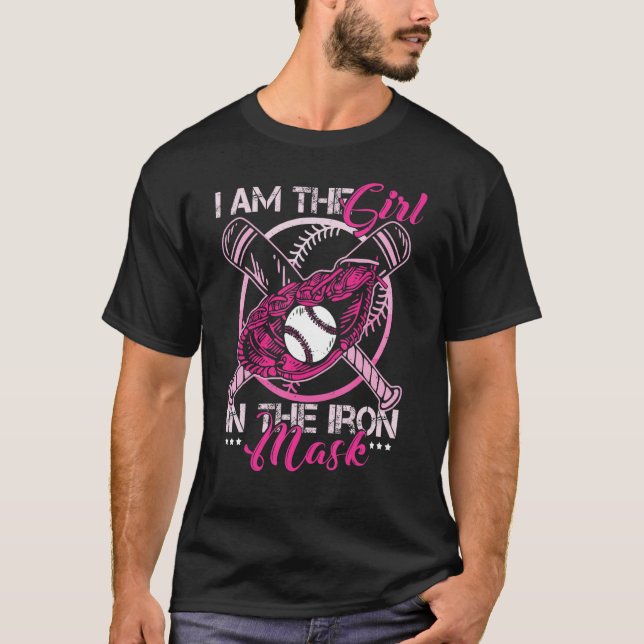 Ich bin das Mädchen mit eiserner Maske Softball-Fä T-Shirt (Vorderseite)