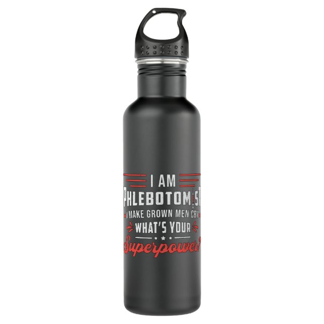 Ich bin das phlebotomistische Superpower Phlebotom Edelstahlflasche (Vorderseite)