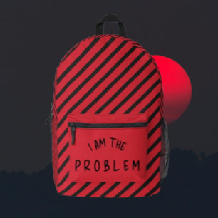 „Ich bin das Problem“ – Fetter Warnstreifendesign Bedruckter Rucksack
