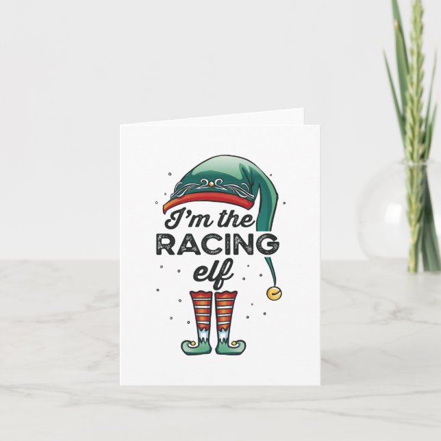 Ich bin das Racing Elf Weihnachtsgeschenk Weihnach Karte (Vorderseite)