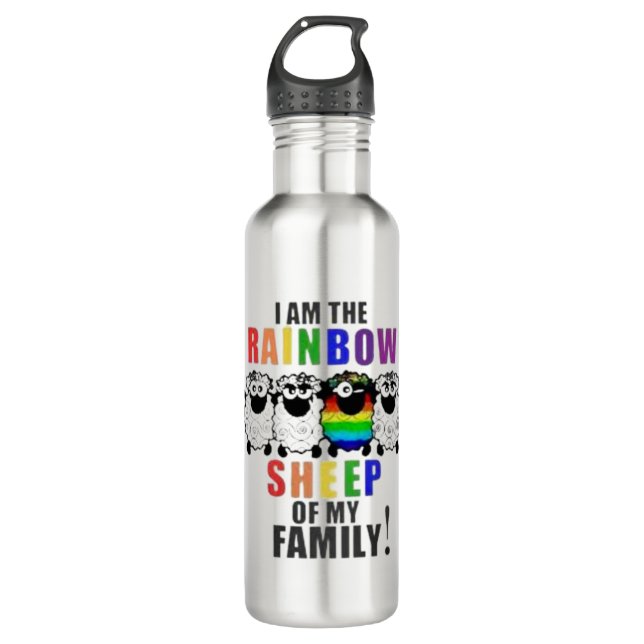 Ich bin das Regenbogenschaf der Familienwasserflas Edelstahlflasche (Vorderseite)