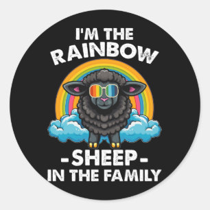 Ich bin das Regenbogenschaf im Monat der Familient Runder Aufkleber