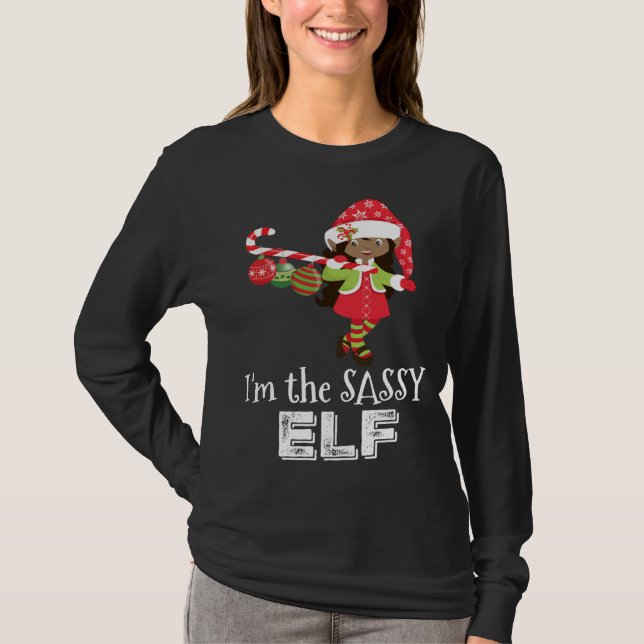 Ich bin das Sassy Elf Afrikanisches Mädchen 5 Matc T-Shirt (Vorderseite)