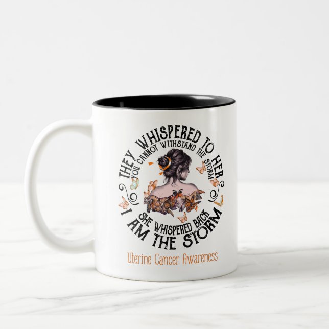 Ich bin das Storm Uteruskrebs-Bewusstsein Zweifarbige Tasse (Links)