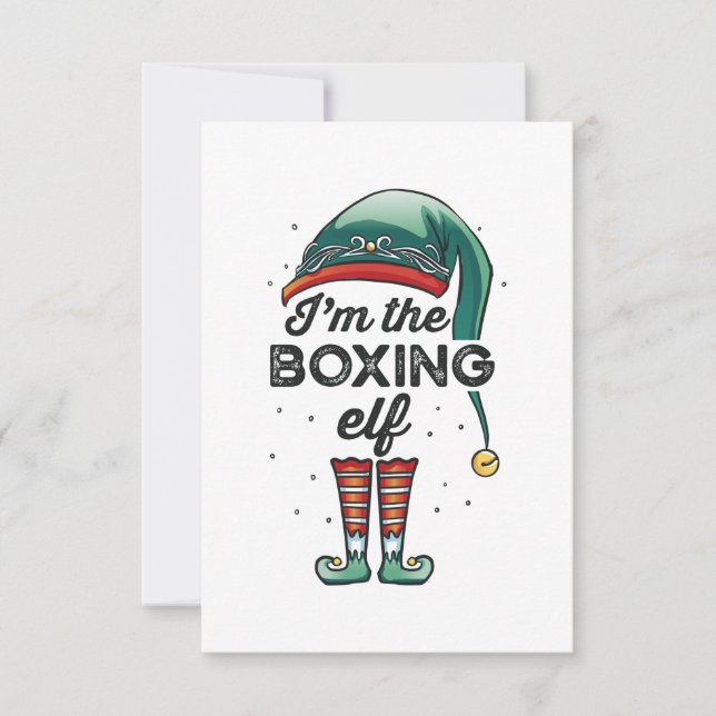 Ich bin das Weihnachtsgeschenk des Boxelfen Weihna Karte (Vorderseite)
