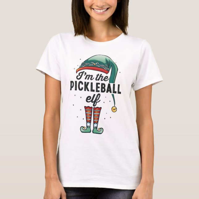 Ich bin das Weihnachtsgeschenk des Pickleball Elf  T-Shirt (Vorderseite)