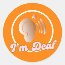 Ich bin Deaf Symbol Abzeichen - orange