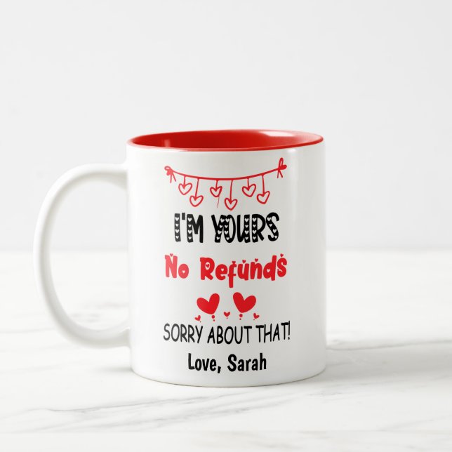 Ich bin dein Freund ohne Rückerstattung Funny Vale Zweifarbige Tasse (Links)