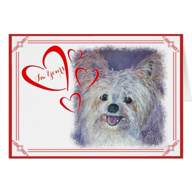 ICH BIN DEIN VALENTINE NIEDLICH WHITE YORKIE MIX (Vorderseite (Horizontal))