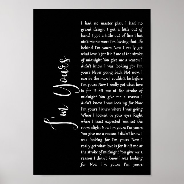 Ich bin deine Black Script Song Lyric Wall Art Pri Poster (Vorne)