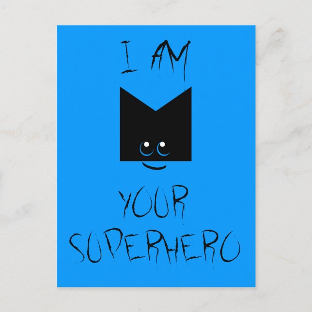 Ich bin deine Superhero Pop Art Postcard (blau) Postkarte (Vorderseite)