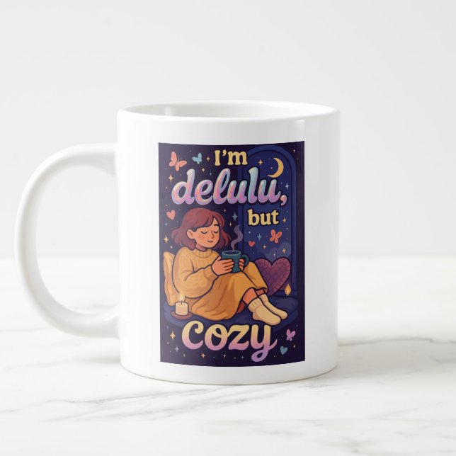 Ich bin delulu, aber gemütlich 2 Jumbo-Tasse (Links)