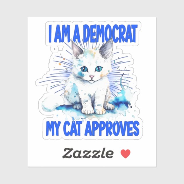 Ich bin Demokrat - meine Katze stimmt zu Aufkleber (Blatt)