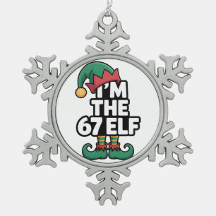 Ich bin der 67 Elf, Six Seven Elf Meme Weihnachten Schneeflocken Zinn-Ornament