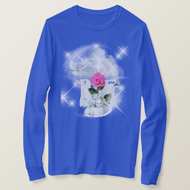 Ich bin der Auferstehungsort Blue Long Sleeve T -  T-Shirt (Design vorne)