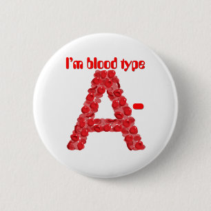 Ich bin der Bluttyp A negativ Button