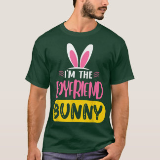 Ich bin der Boyfriend Bunny Rabbit Ears Egg Funny  T-Shirt