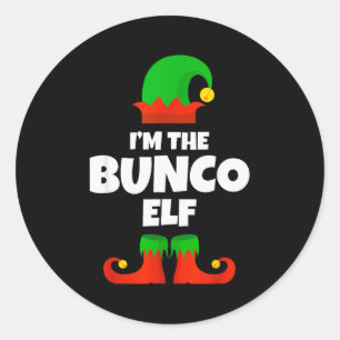 Ich bin der Bunco-Elf Familien-Pyjama Weihnachten Runder Aufkleber
