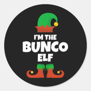 Ich bin der Bunco-Elf-Familien-Pyjama-Weihnachten Runder Aufkleber