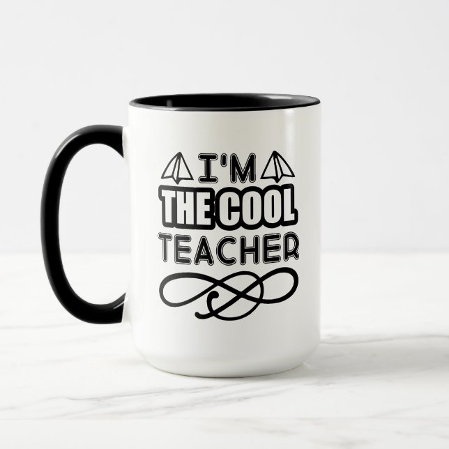 Ich bin der Coole Lehrer Wordart Tasse (Links)