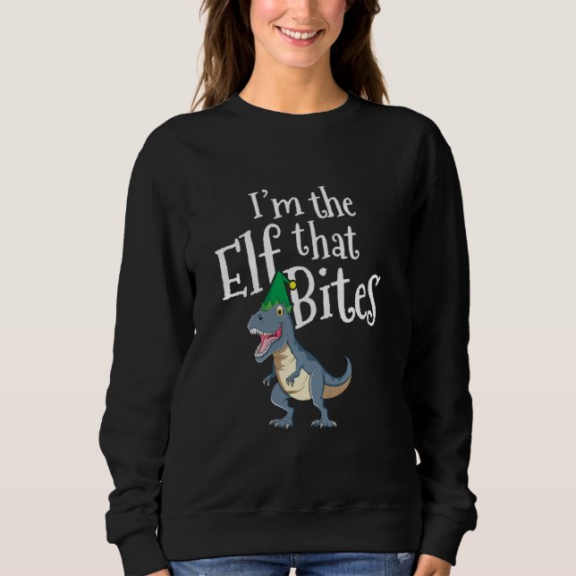 Ich bin der Elf, der den Rex-Trex-Dinosaurier-Kind Sweatshirt (Vorderseite)