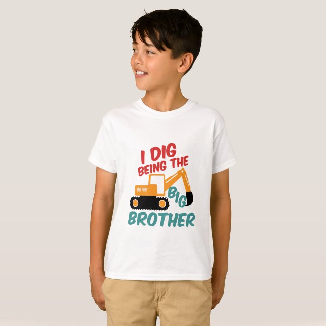 Ich bin der große Bruder Grabfahrer Cartoon T-Shirt (Vorne ganz)