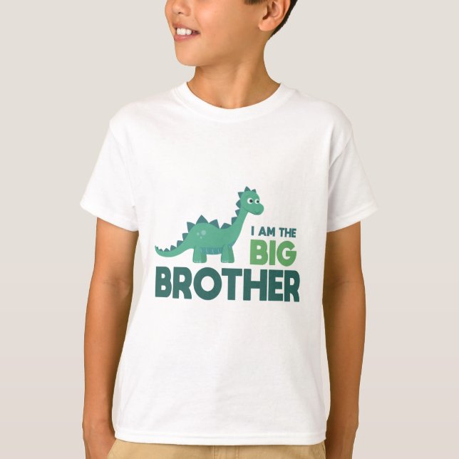 Ich bin der große Bruder Junge Cartoon Dinosaurier T-Shirt (Vorderseite)