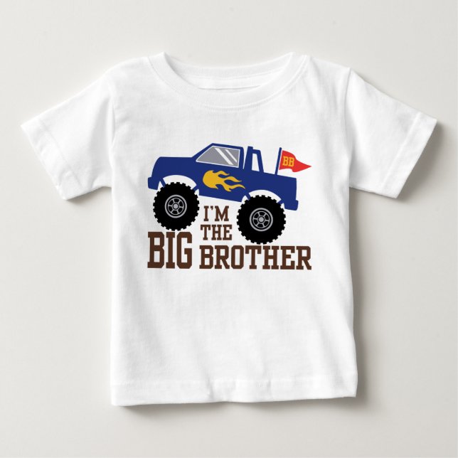 Ich bin der große Bruder-Monster-LKW Baby T-shirt (Vorderseite)