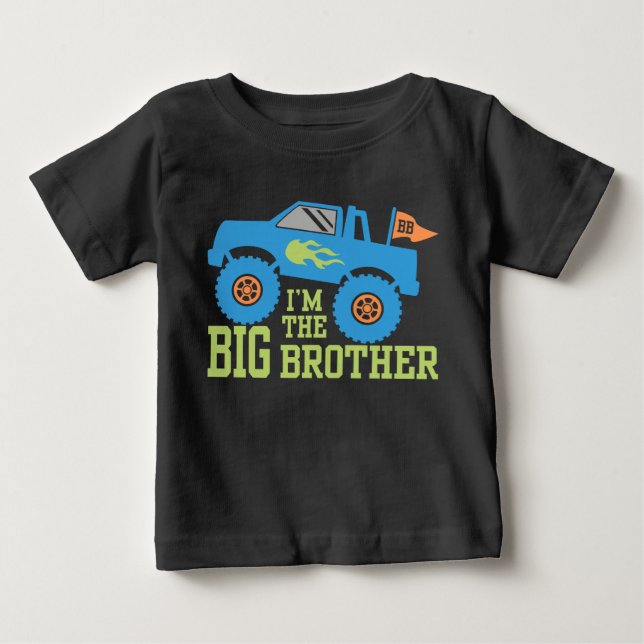 Ich bin der große Bruder-Monster-LKW Baby T-shirt (Vorderseite)