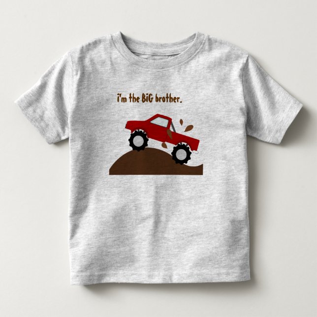 Ich bin der große Bruder-Rote-Monster-LKW Kleinkind T-shirt (Vorderseite)