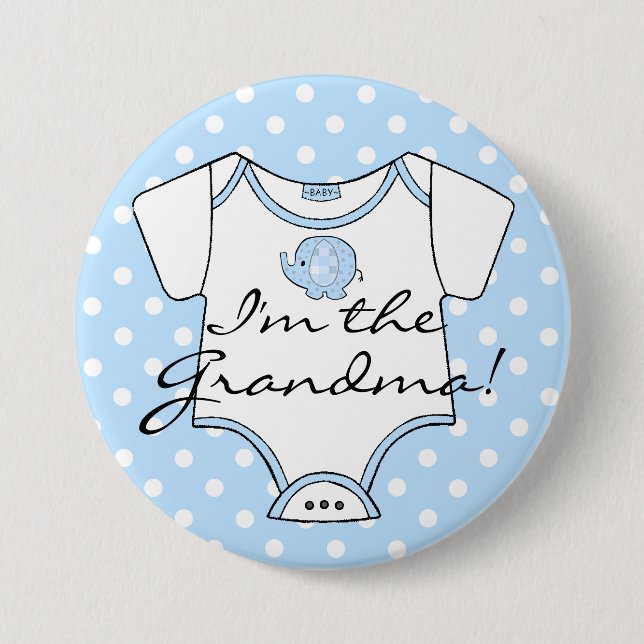 Ich bin der Großmutter-Blau-Elefant Button (Vorderseite)