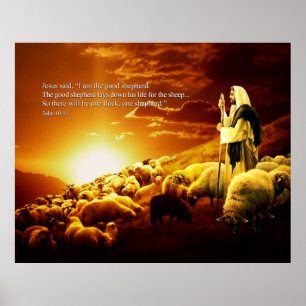 "Ich bin der gute Hirte. John 10:11 Poster