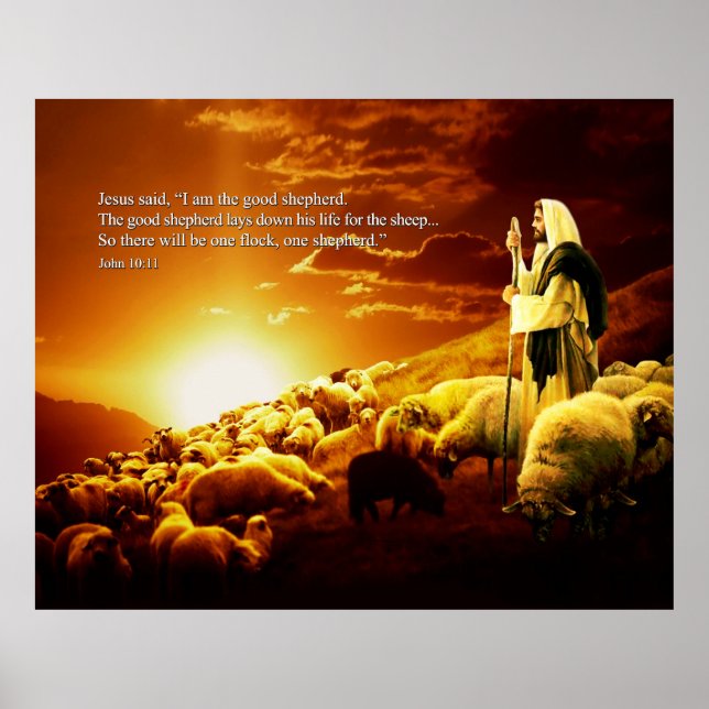 "Ich bin der gute Hirte. John 10:11 Poster (Vorne)
