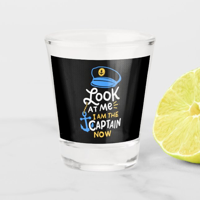 Ich bin der Kapitän, der jetzt Captain Gift bootet Schnapsglas (Vorderseite)