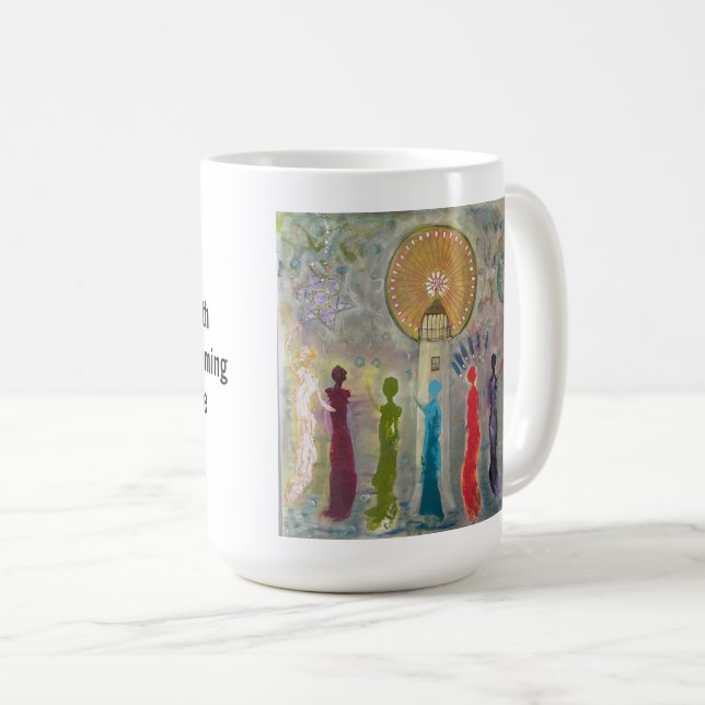 ICH BIN der Leuchtturm Becher mit Originalkunst Kaffeetasse (VorderseiteRechts)